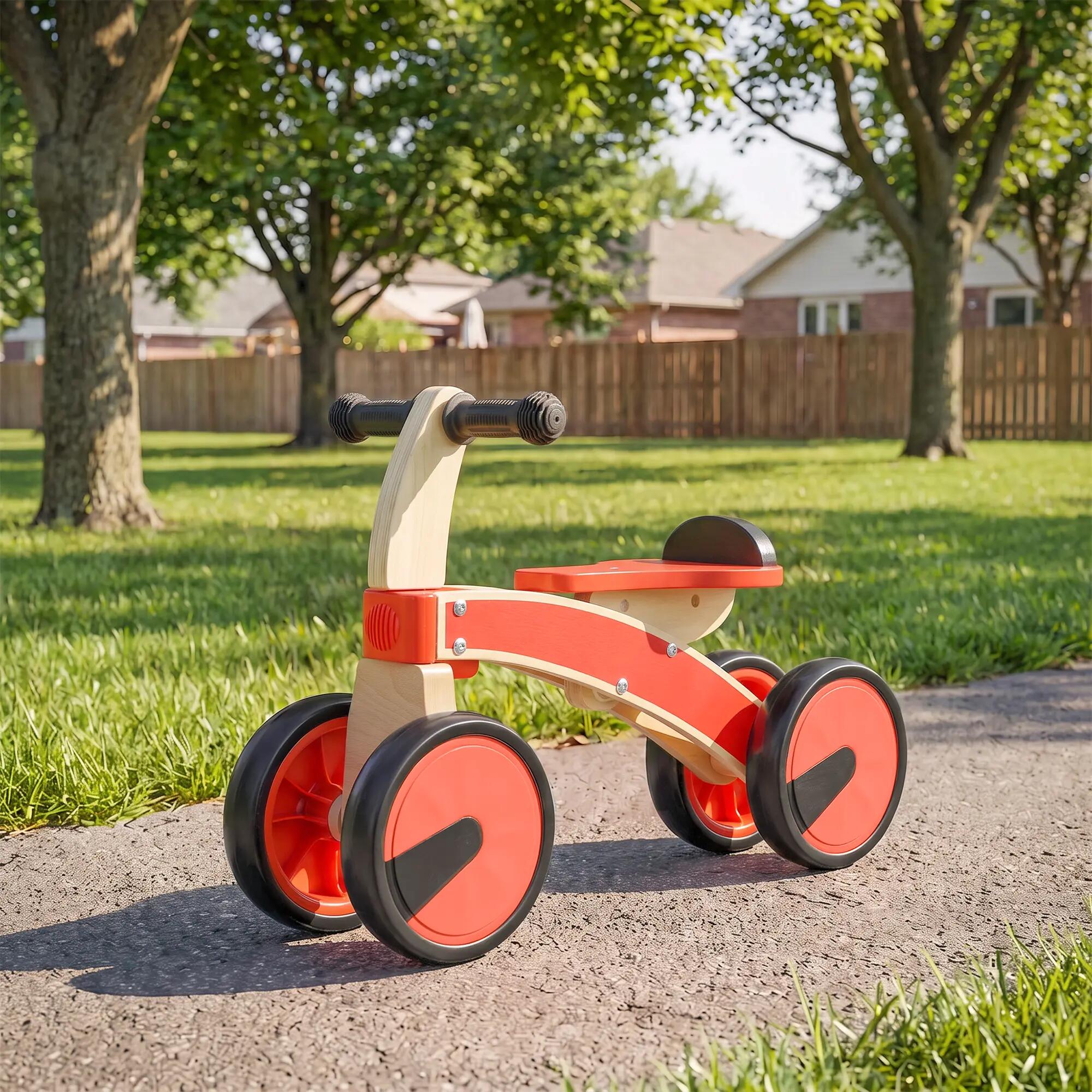 Porteur en bois 4 roues selle avec rebord 2/5