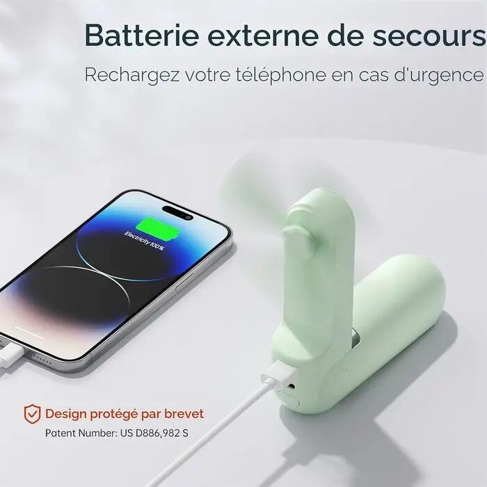 Ventilateur portable LIFE 8 2000 MAh vert 5/7