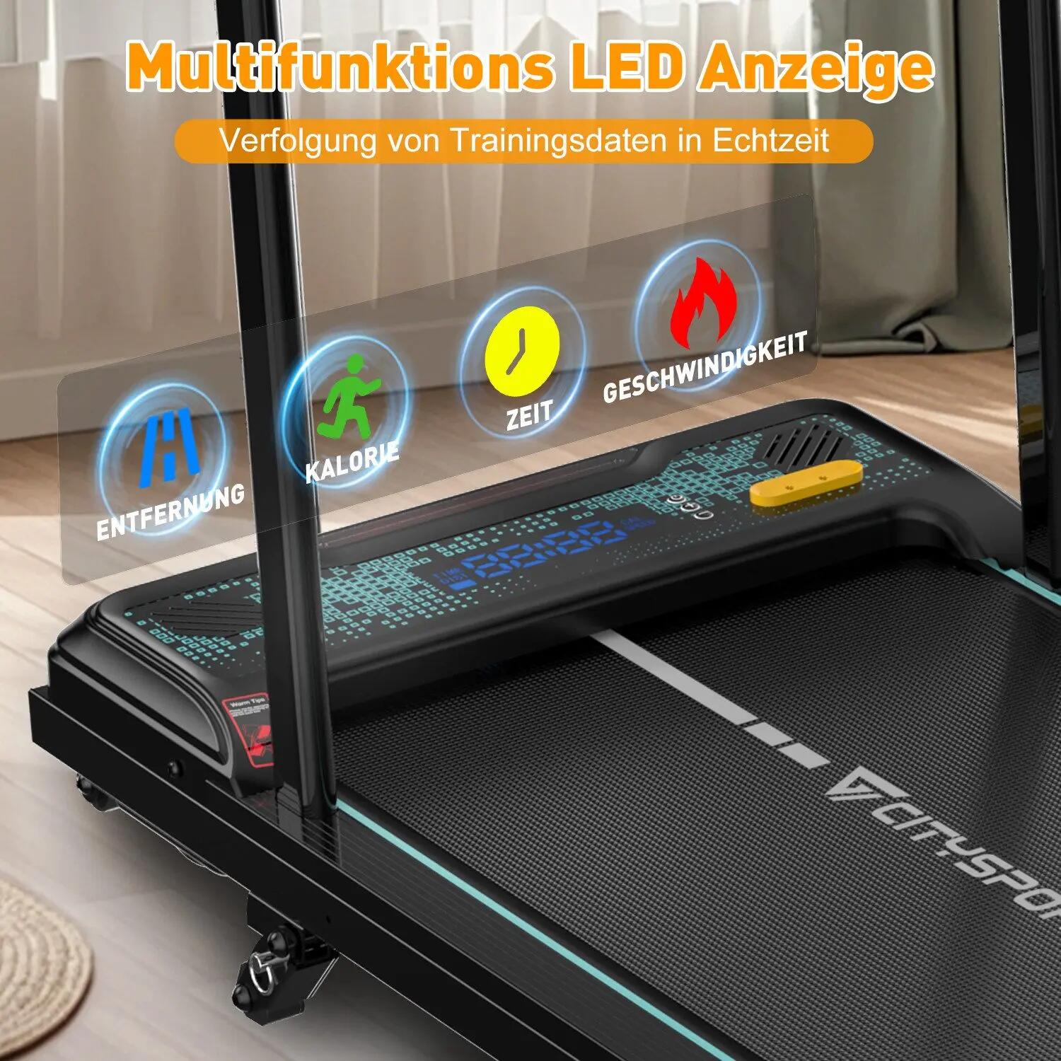 Tapis de Marche Inclinable 14%. 440W, 6.0km/h, Bluetooth,Accoudoirs amovibles 6/7