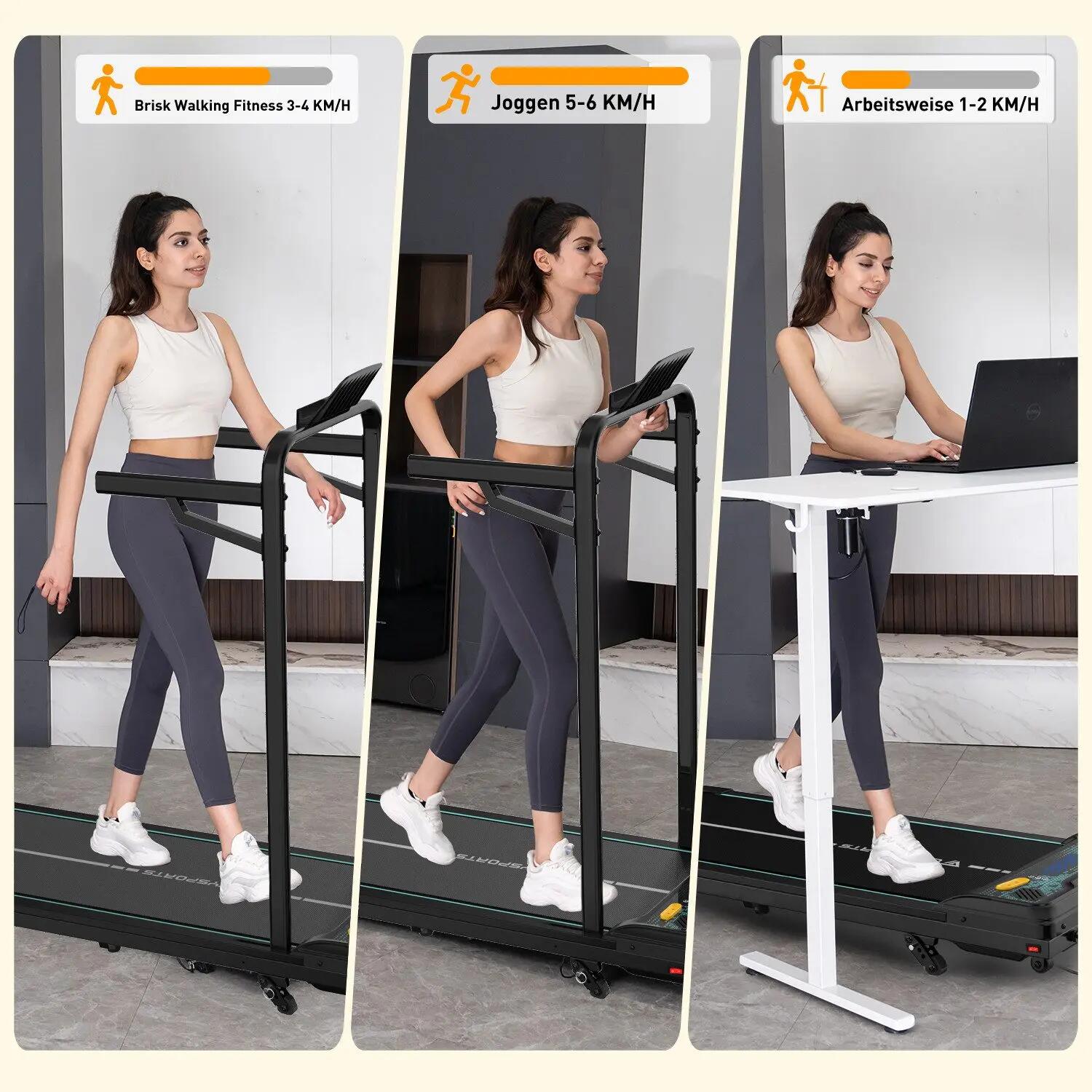 Tapis de Marche Inclinable 14%. 440W, 6.0km/h, Bluetooth,Accoudoirs amovibles 3/7