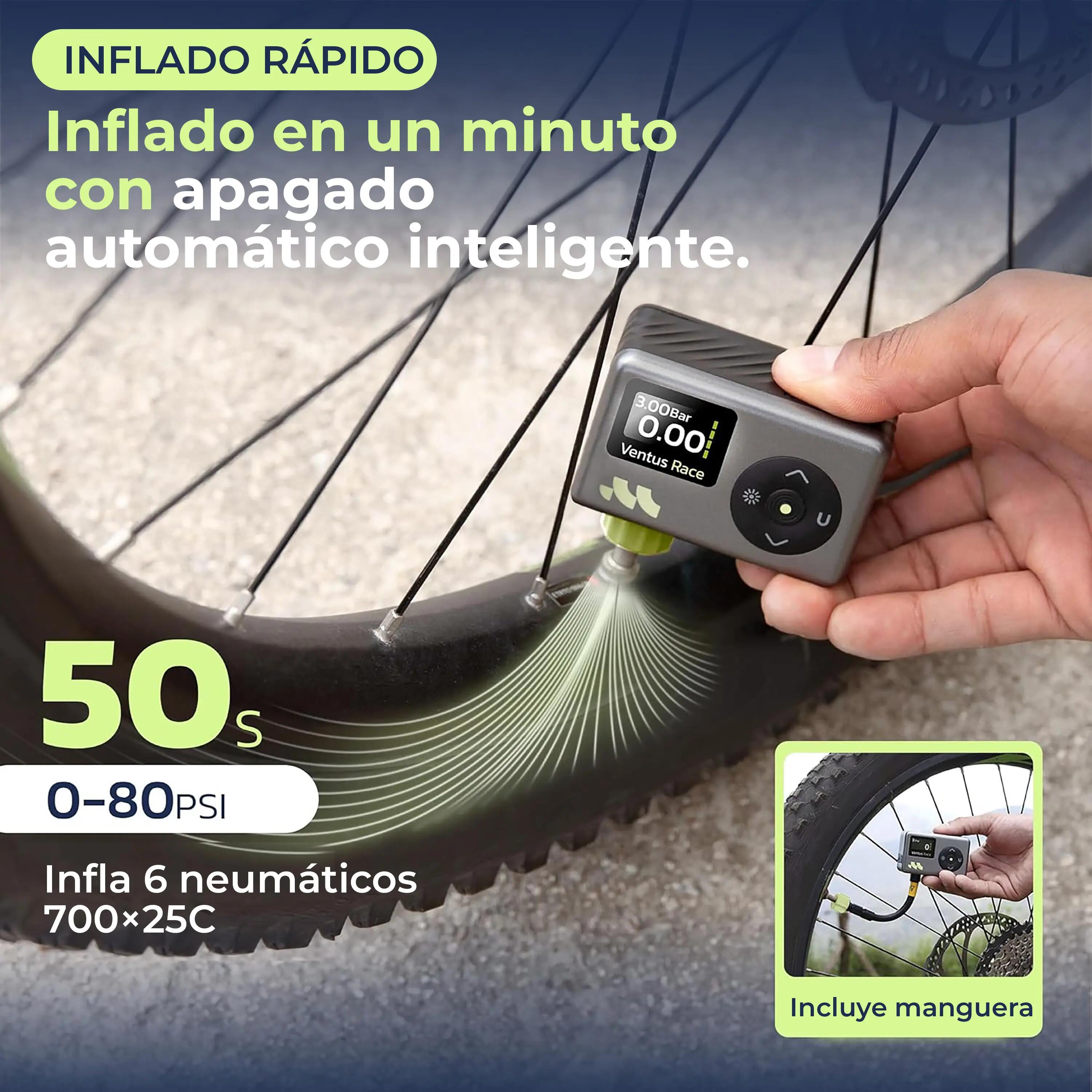 Woowind Ventus Race mini inflador para bicicletas y motocicletas, negro 8/9