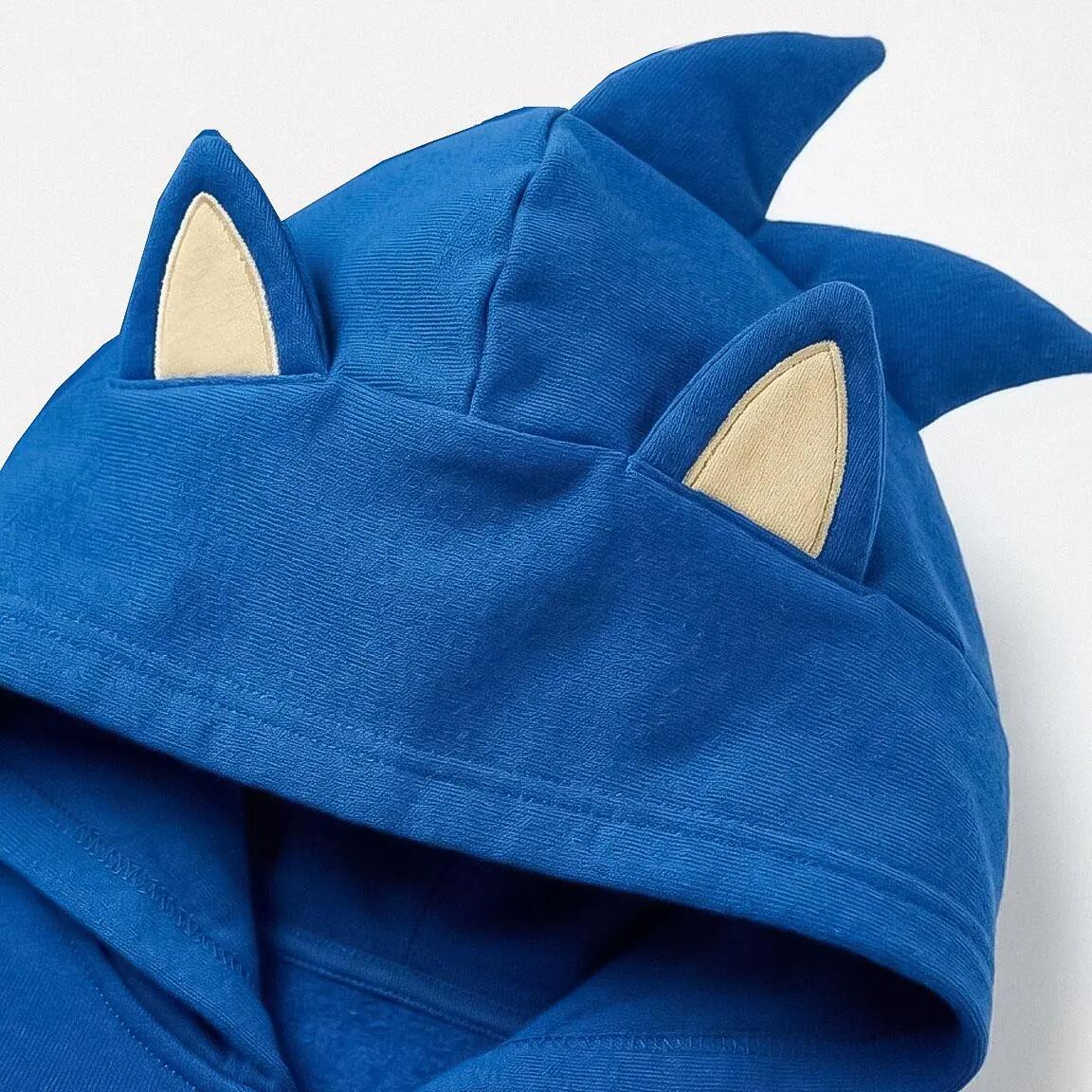 Kindervest Sonic met capuchon en rits zachte fleece blauw 3/7