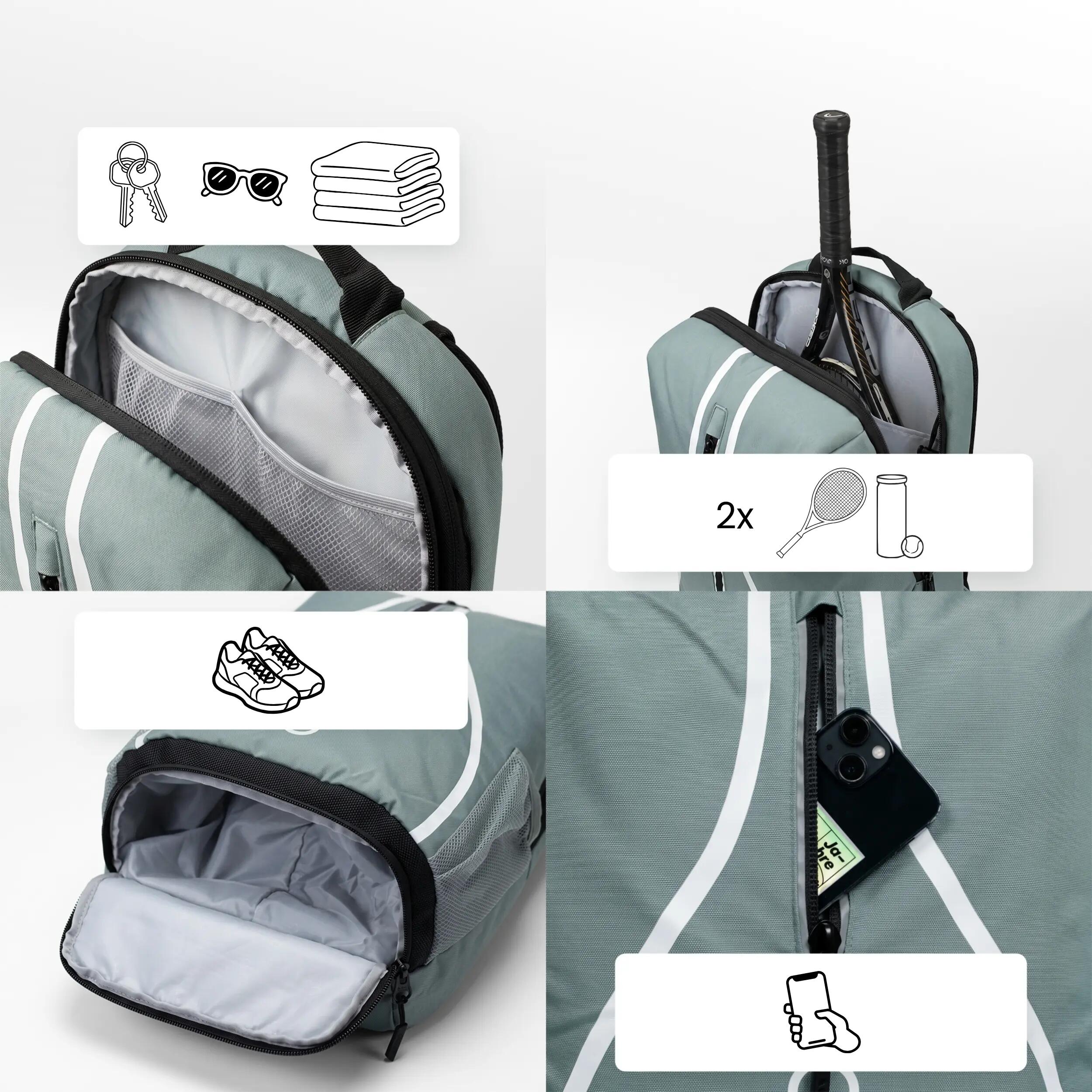 Sac à dos de tennis 1-2 raquettes & chaussures | Classic 30L Vert matcha 5/8