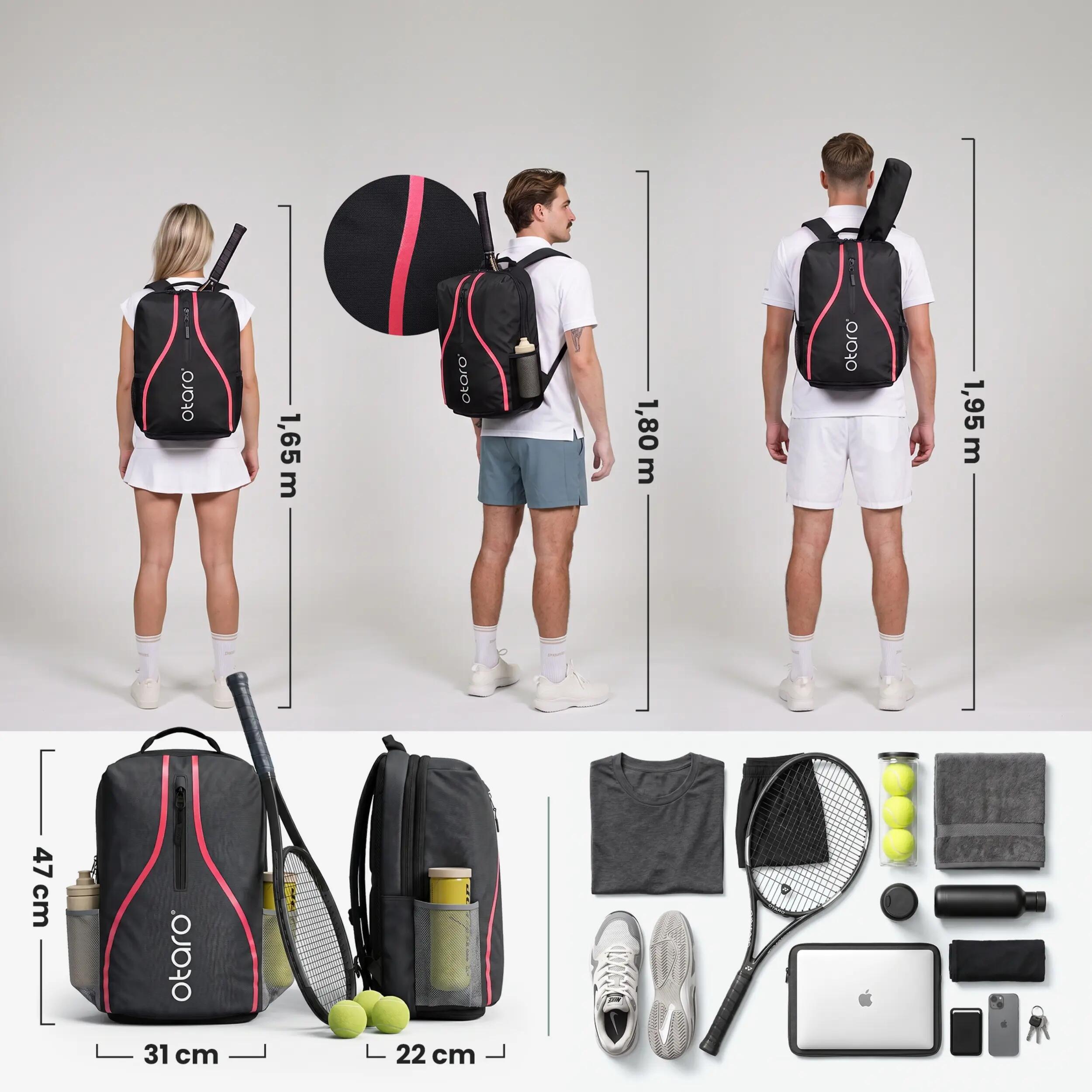 Zaino da tennis con vano scarpe 1-2 racchette | Classic 30L Rosa 4/8