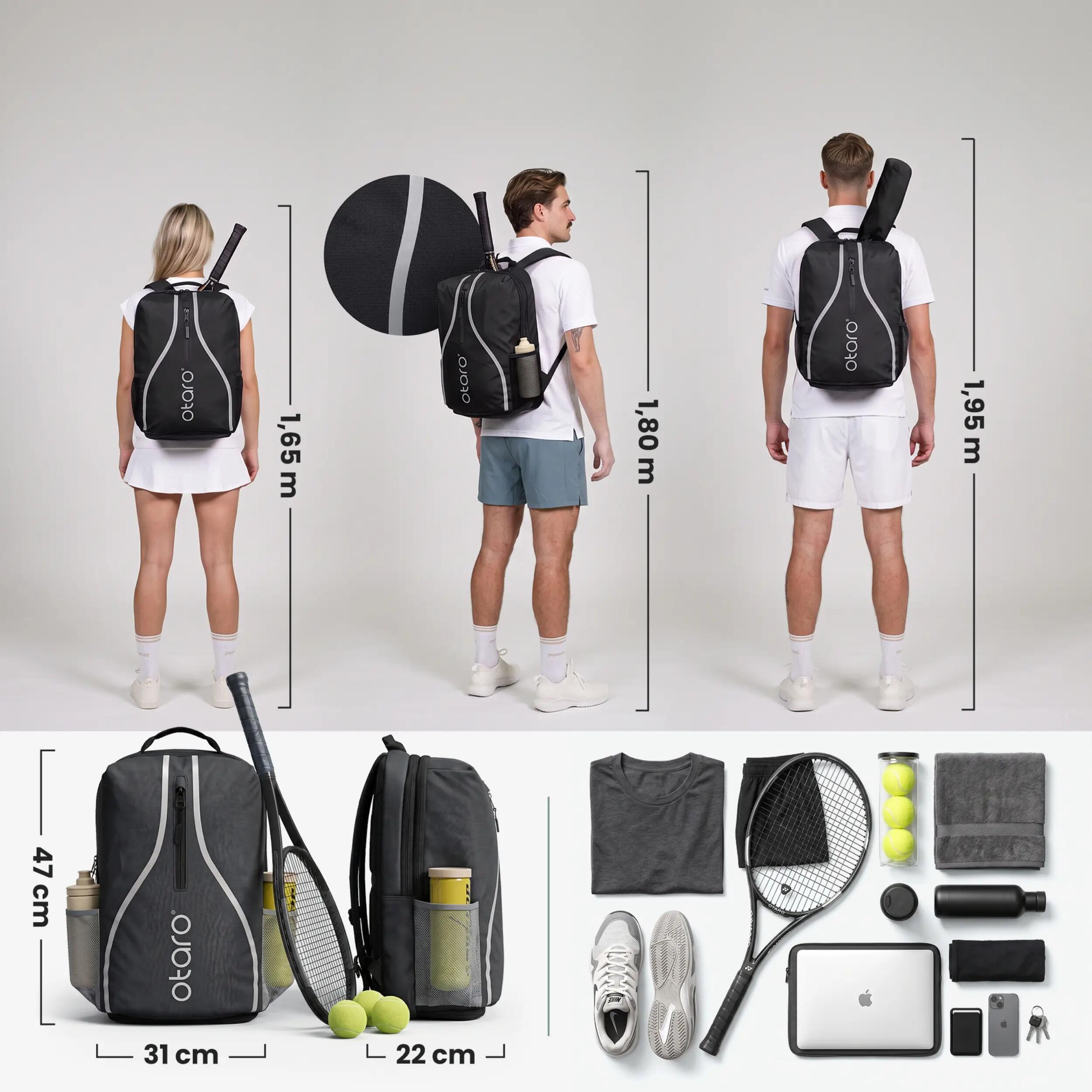 Zaino da tennis con vano scarpe 1-2 racchette | Classic 30L Nero 4/8