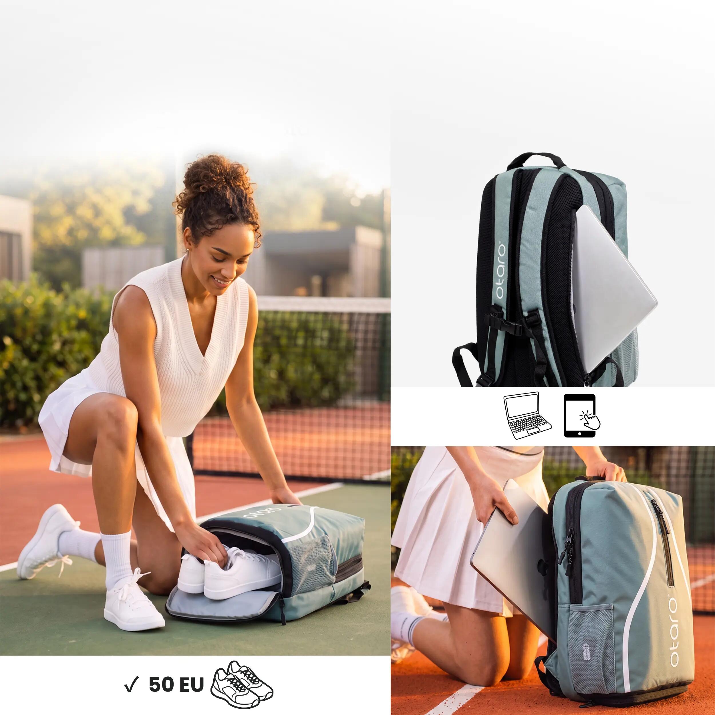 Sac à dos de tennis 1-2 raquettes & chaussures | Classic 30L Vert matcha 3/8