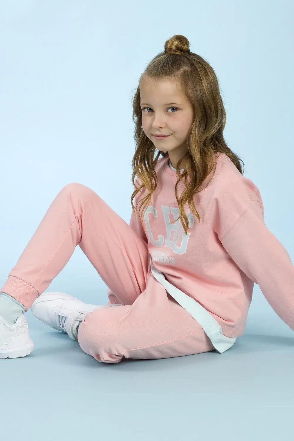 Jogger de niña rosa | Felpa suave cintura elástica 3/5