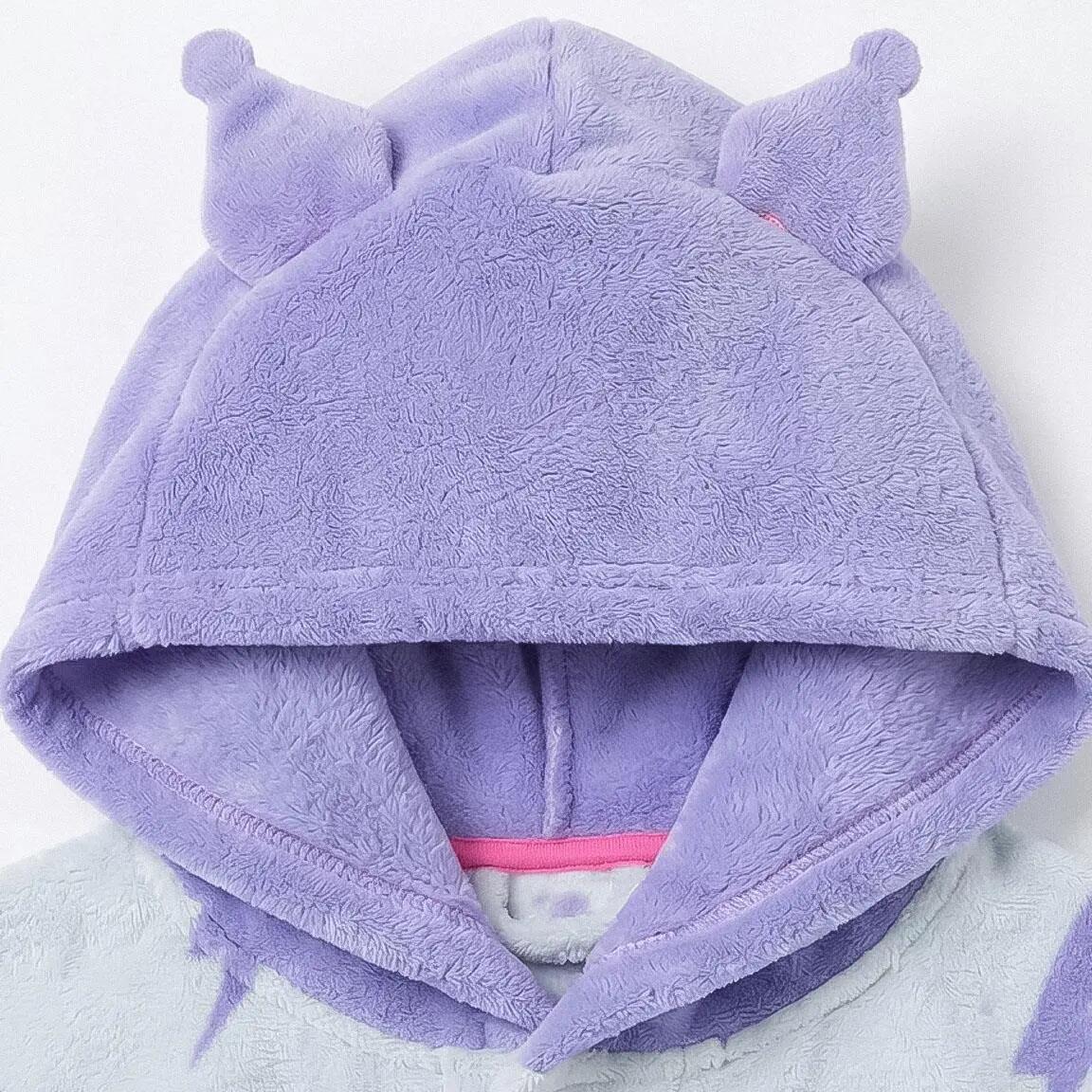 Kinderbadjas Hello Kitty Kuromi coral fleece met capuchon lichtblauw 3/7