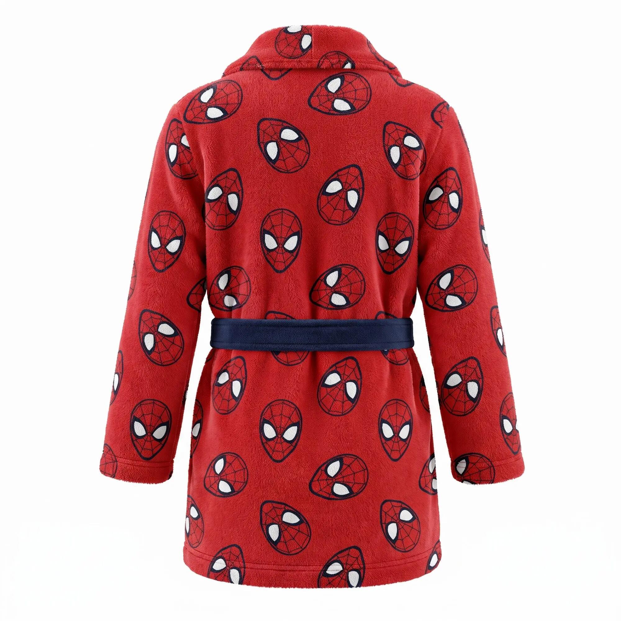Peignoir Enfant Spiderman Coral Fleece pour le Bain et la Douche Rouge et Bleu 3/3