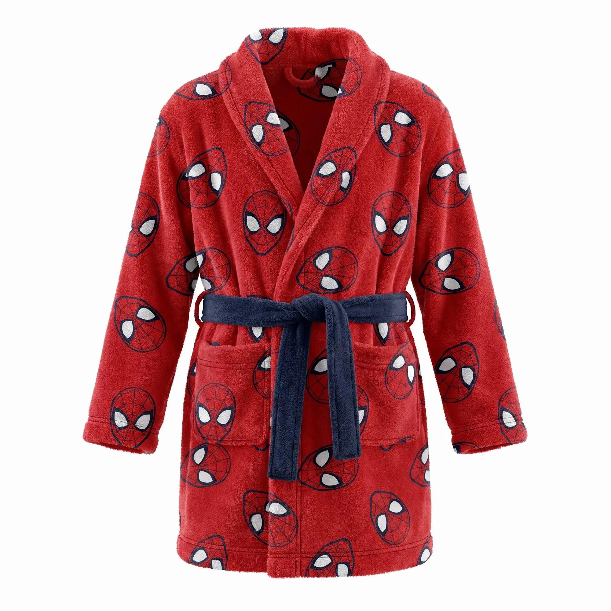 Peignoir Enfant Spiderman Coral Fleece pour le Bain et la Douche Rouge et Bleu 2/3