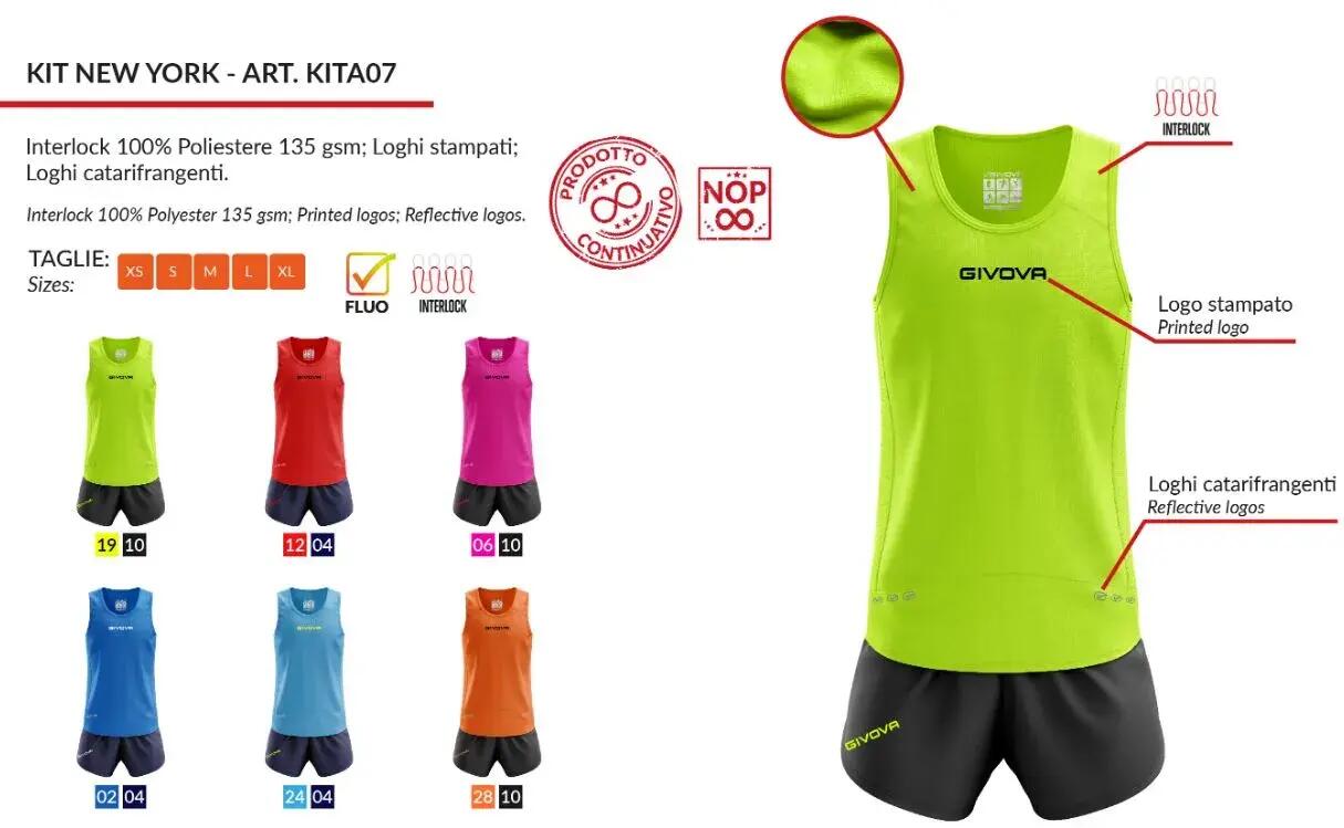 Kit Givova New York, Galben Fluo/Negru, XS 4/5