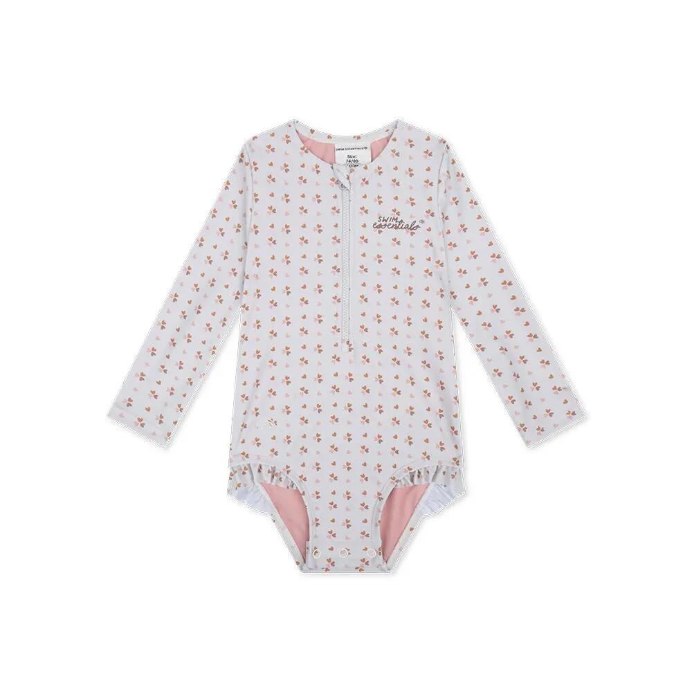 Swim Essentials Uv Swimsuit Girls With Long Sleeves - Old Pink - Cozy Hearts 1/7