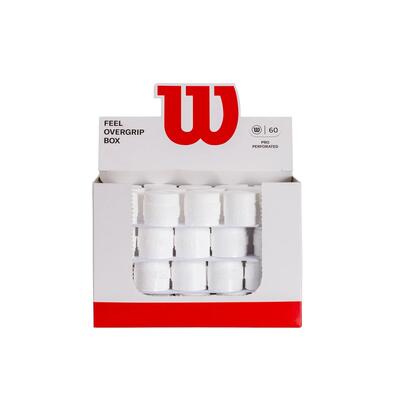 Box of 60 perforated overgrips wilson white pro