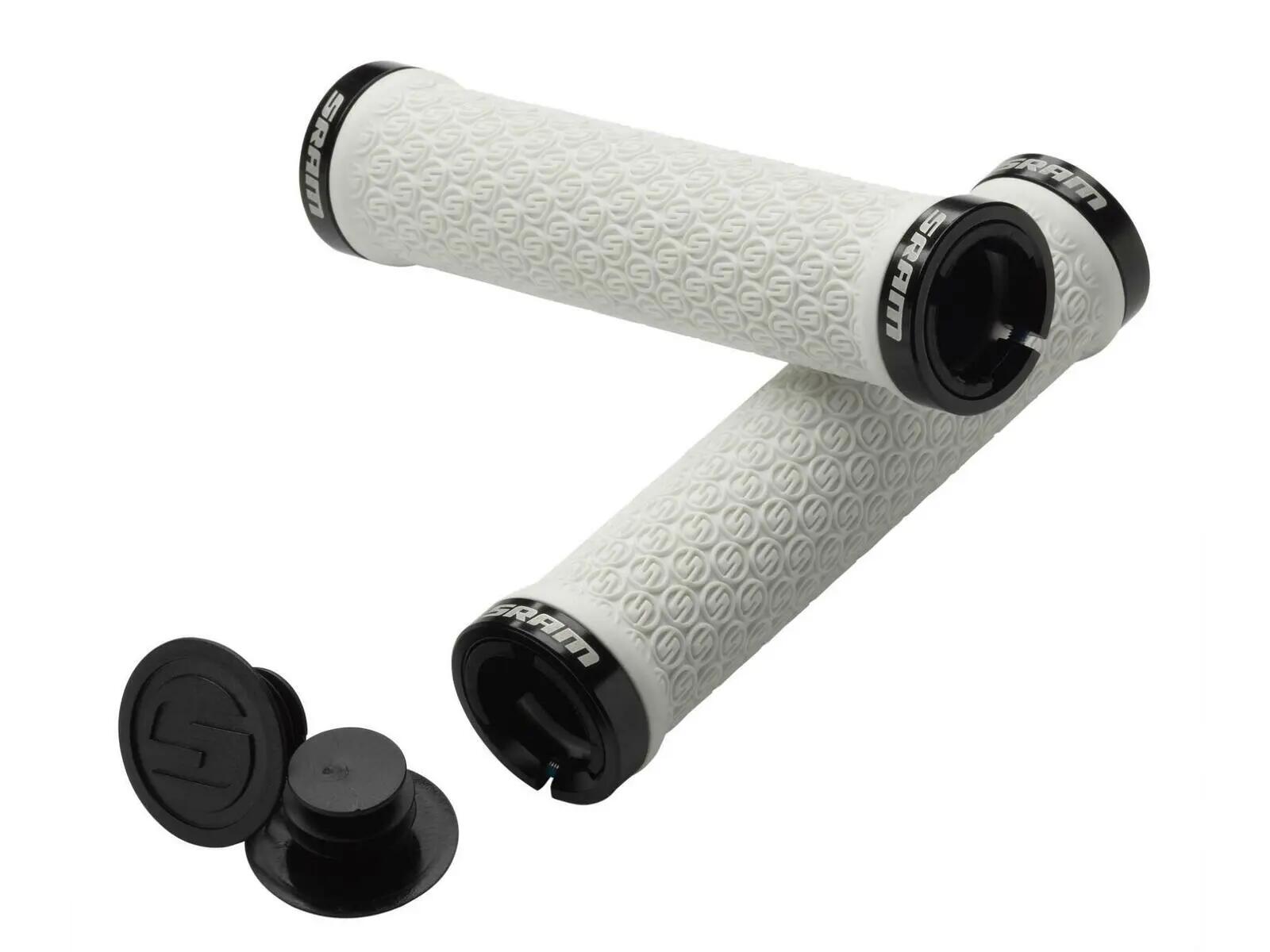 Sram Grips Locking W/double Clamps & End Plugs White - Imagine 1