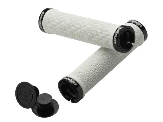 Sram-Griffe mit Verriegelung, Doppelklemmen und Endstopfen, weiß