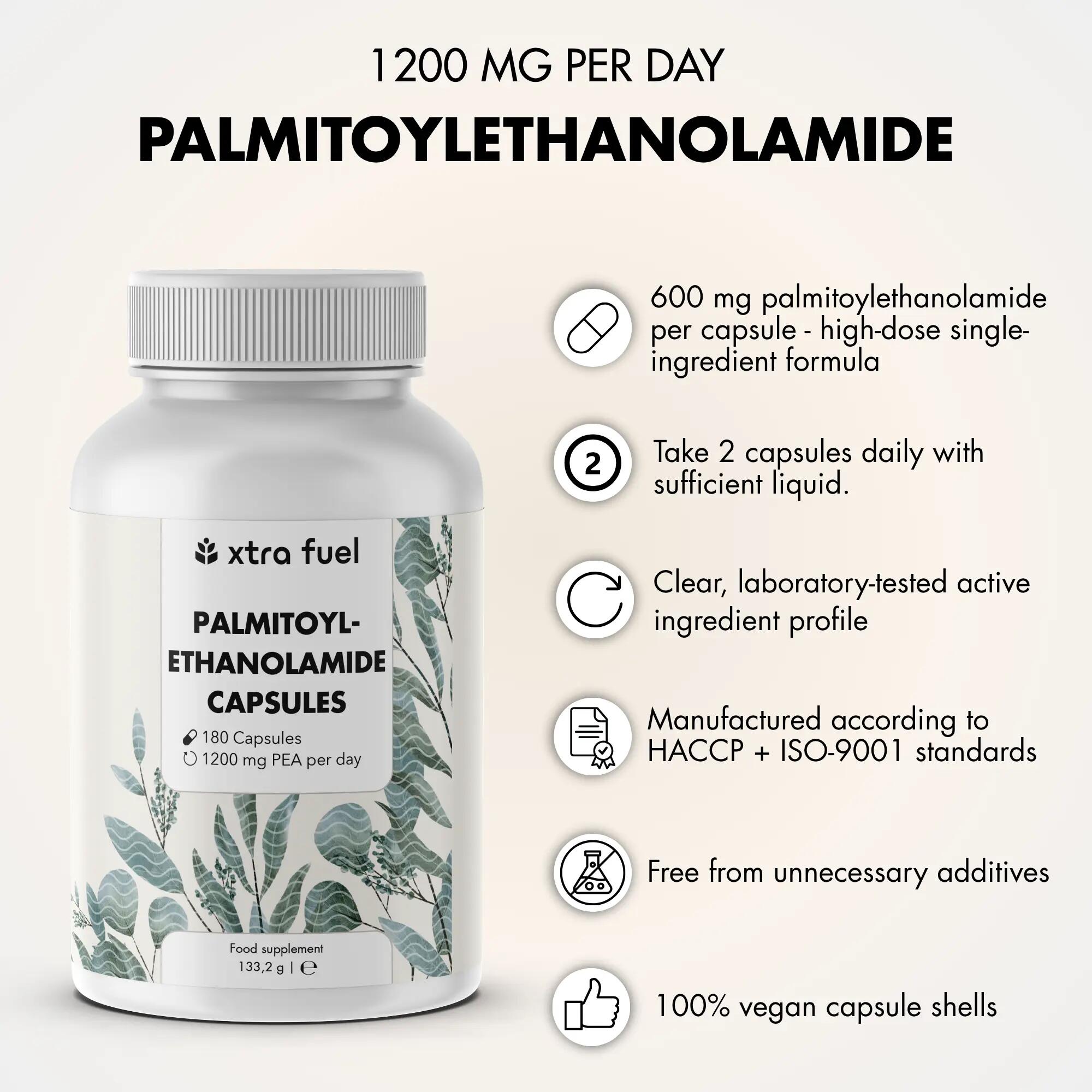 PEA 600 mg – palmitoyléthanolamide – 180 gélules 3/11