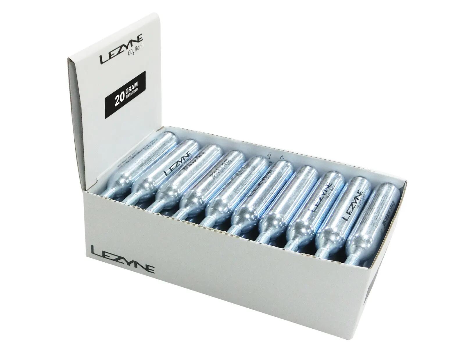 Lezyne Display Box Co2 Replacement Cartridges (20 G) 30 Pcs. Silver 1/4