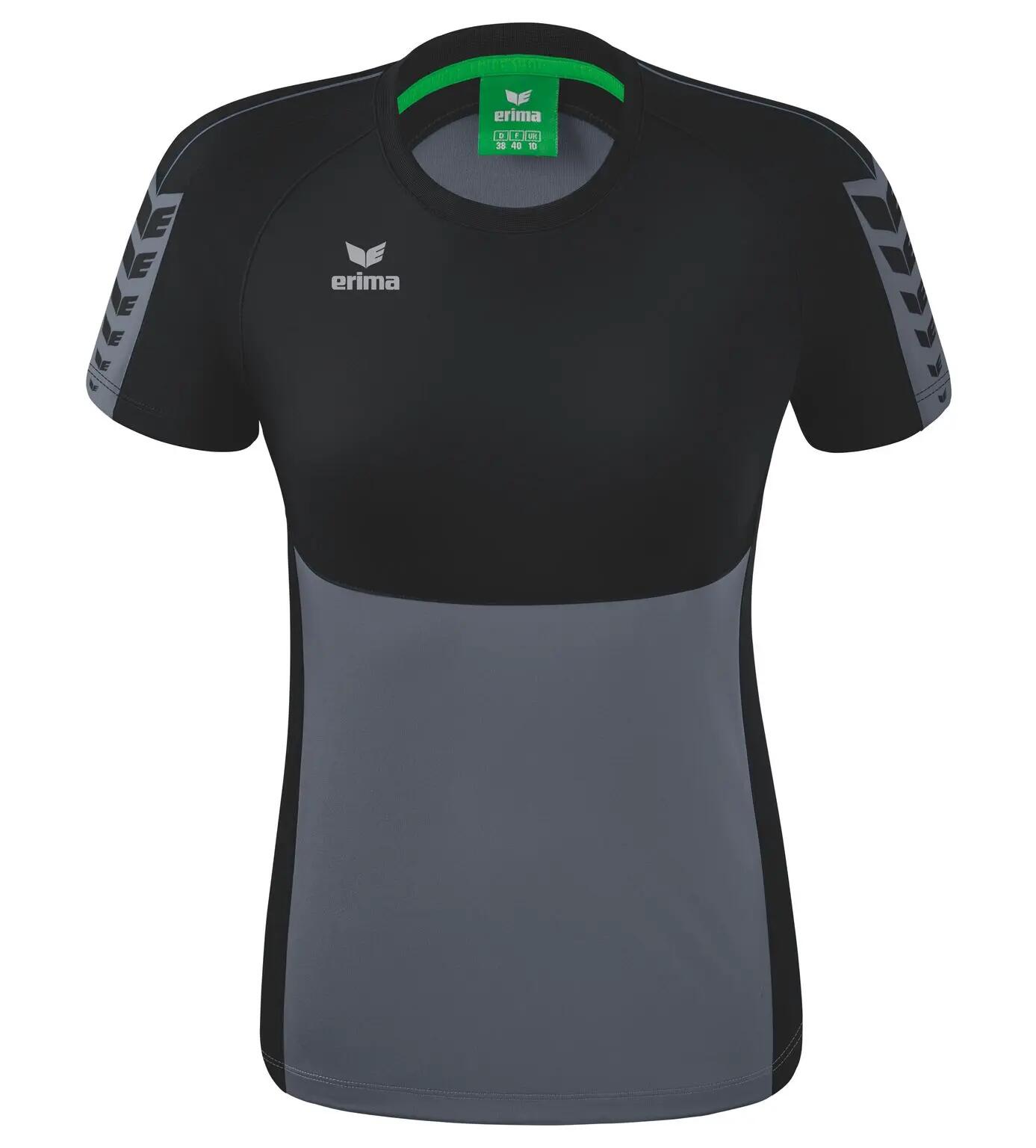 Erima Six Wings T-shirt leigrijs/zwart, korte mouw, sneldrogend 1/9