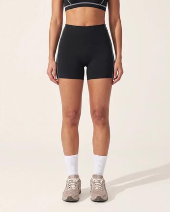 Short de sport fitness femme taille haute mi-cuisse liseré Track - Marron