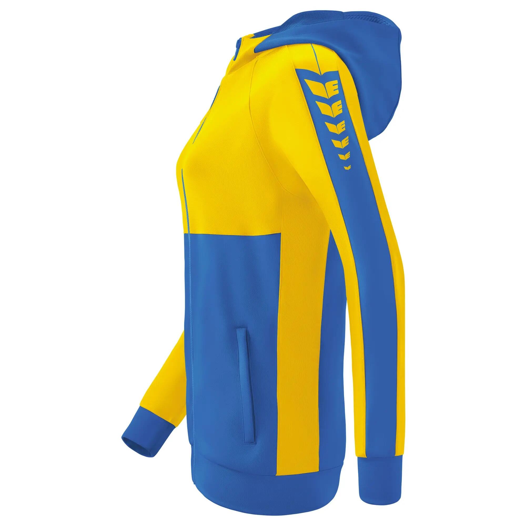 Erima Six Wings trainingsjack met capuchon nieuw Royal/geel 8/8