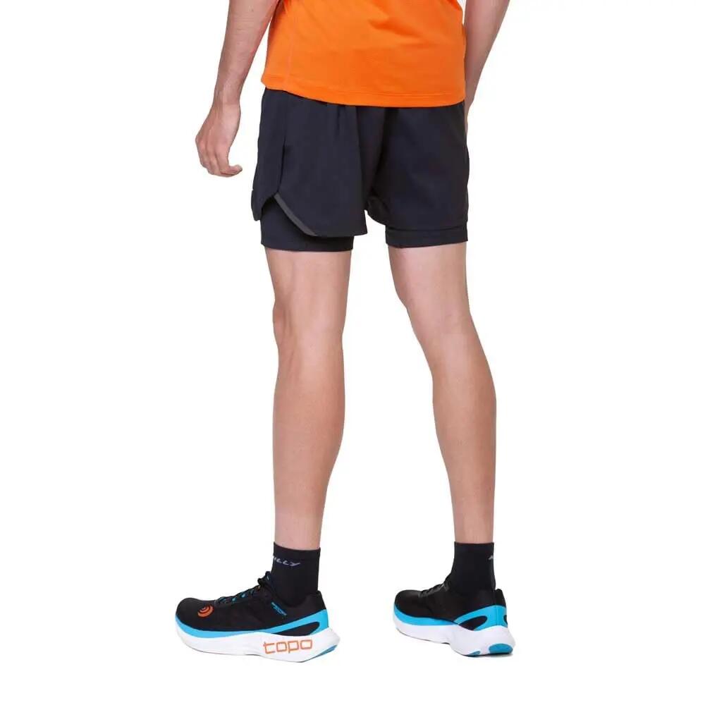 Short - Running - Homme - 2-en-1, léger et respirant - Tech 5 Twin - Noir/gris 4/4