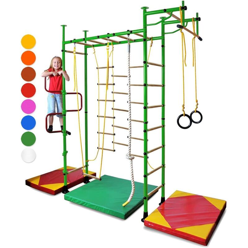 Sprossenwand für Kinderzimmer M3 240 - 290 cm Grün ohne bohrungen Kindersport