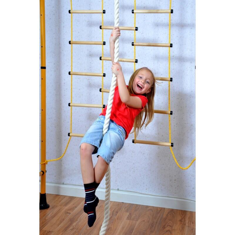 Sprossenwand für Kinderzimmer  M3 240 - 290 cm Gelb Holzsprossen Kindersport