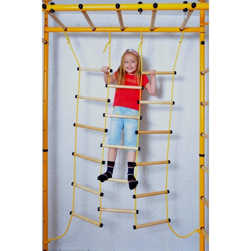 Sprossenwand für Kinderzimmer  M3 240 - 290 cm Gelb Holzsprossen Kindersport