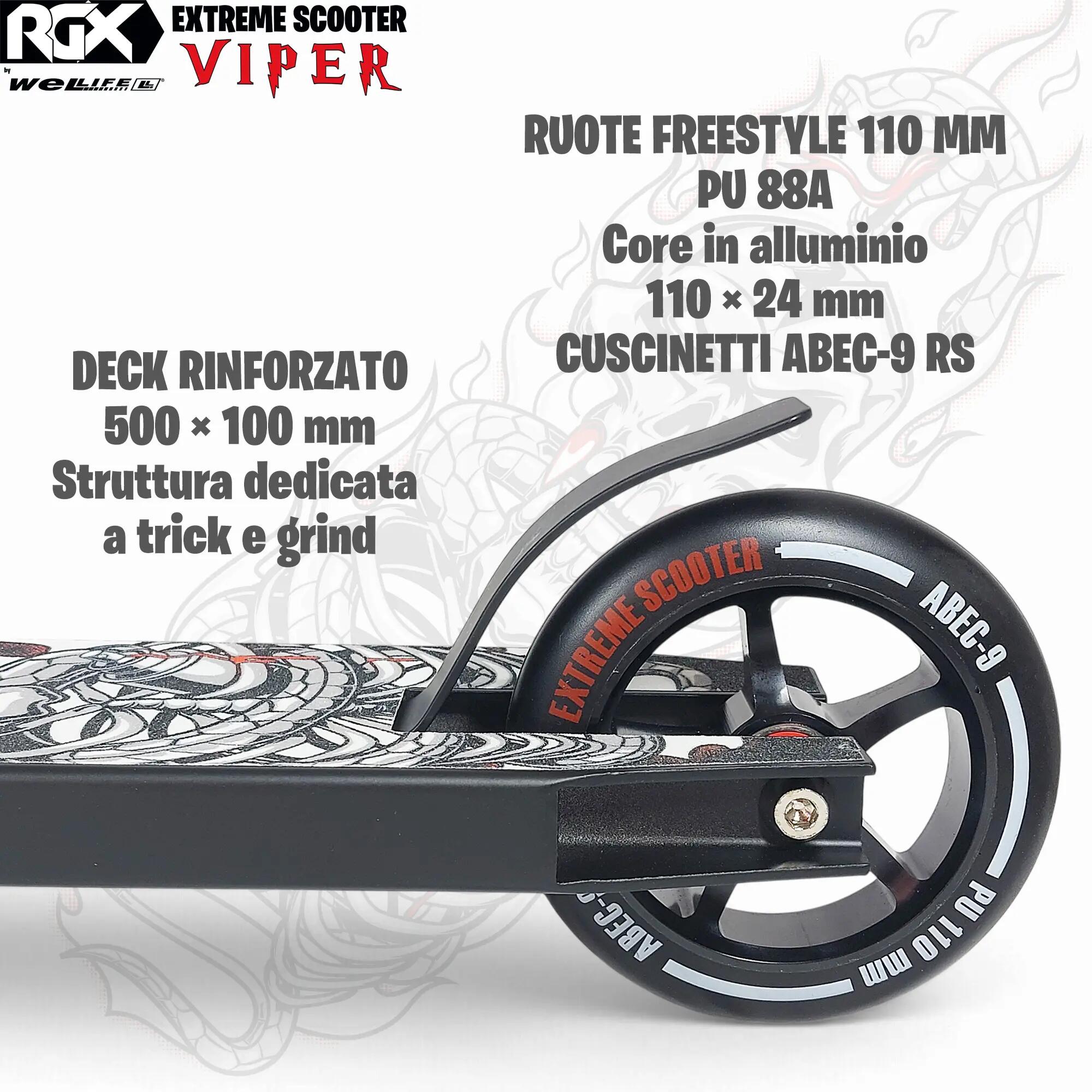 Monopattino Freestyle Compressione IHC Ruote 110 mm Core Allumino RGX Viper 3/13