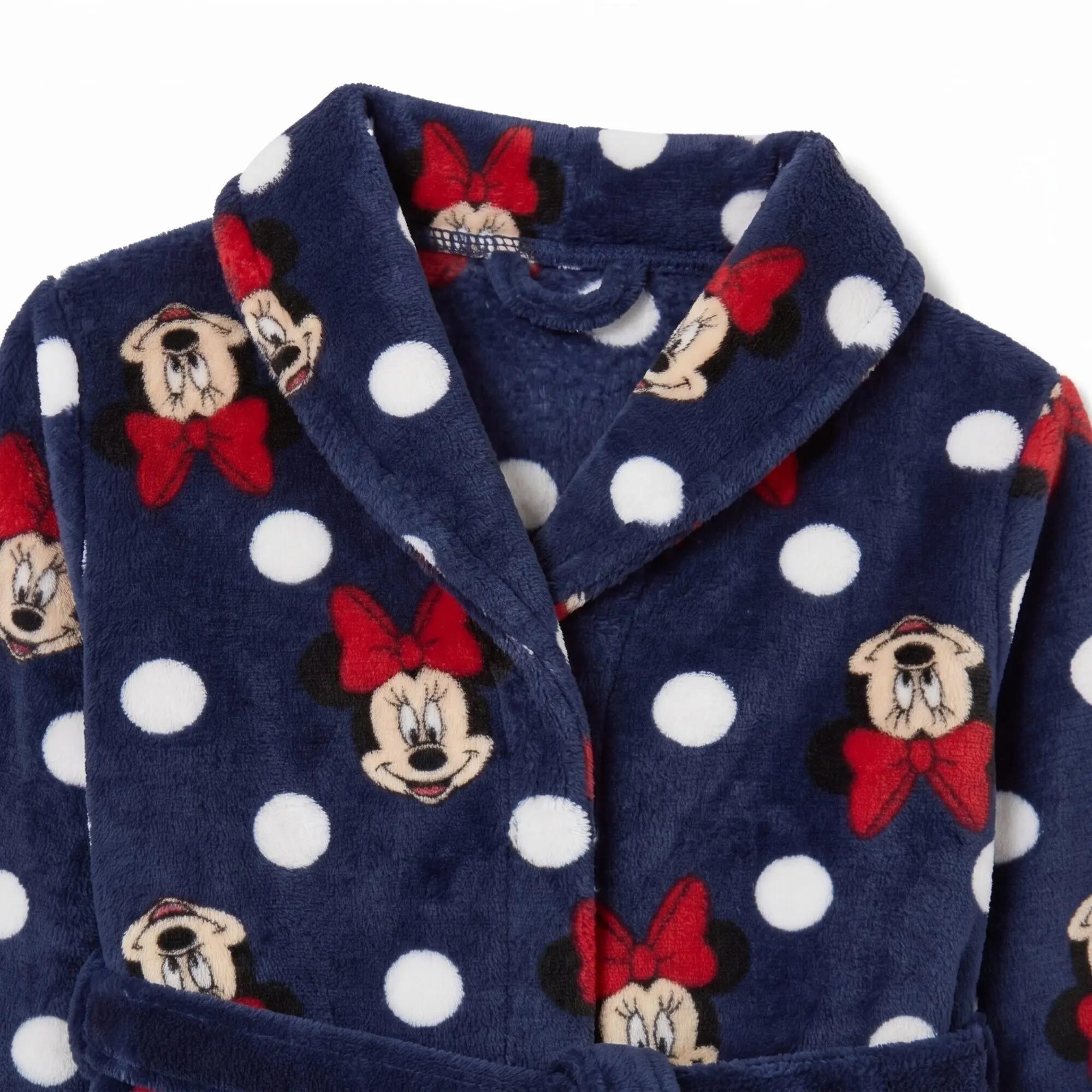 Accappatoio Bambini Minnie in Coral Fleece con Cintura e Tasche Blu 3/7