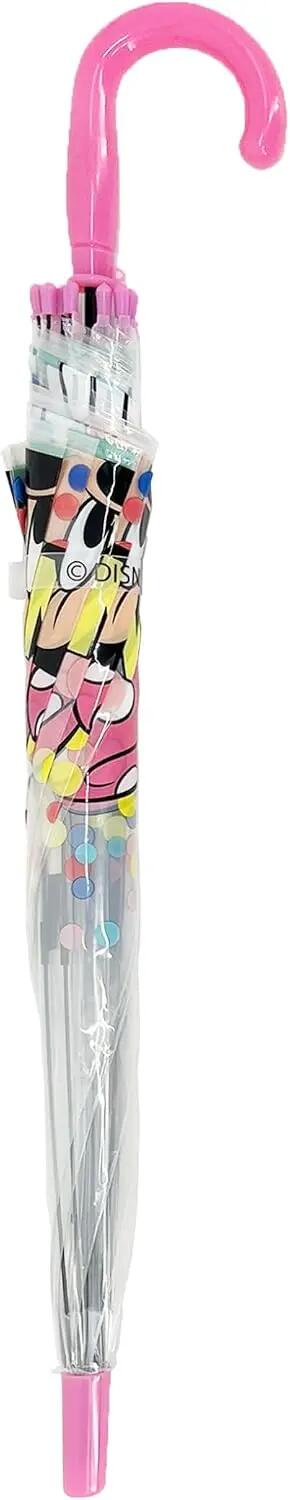 Kinderparaplu automatisch POE 8 panelen wit en roze Minnie Mouse 3/4