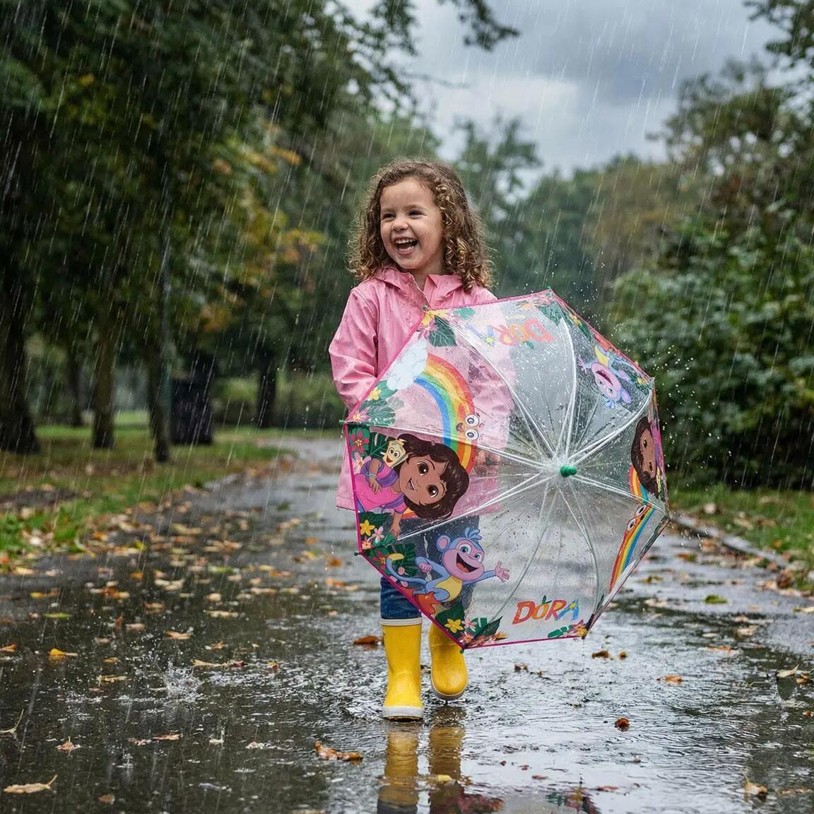 Guarda-chuva infantil Dora Aventureira, manual POE, verde transparente 8/8