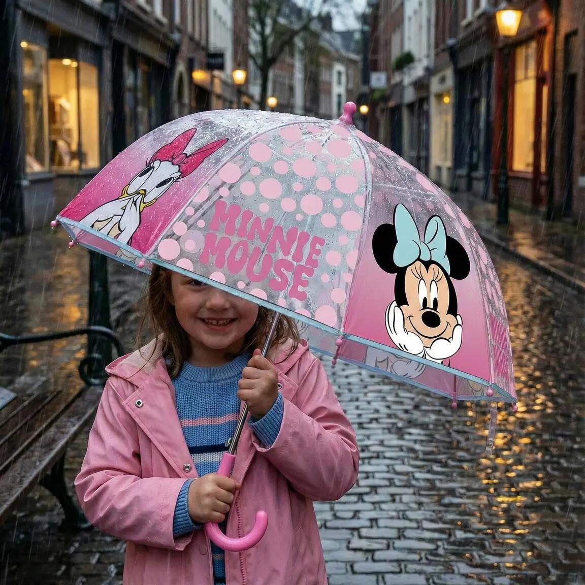 Parapluie manuel pour enfants POE Minnie Mouse, transparent avec imprimé rose 8/8