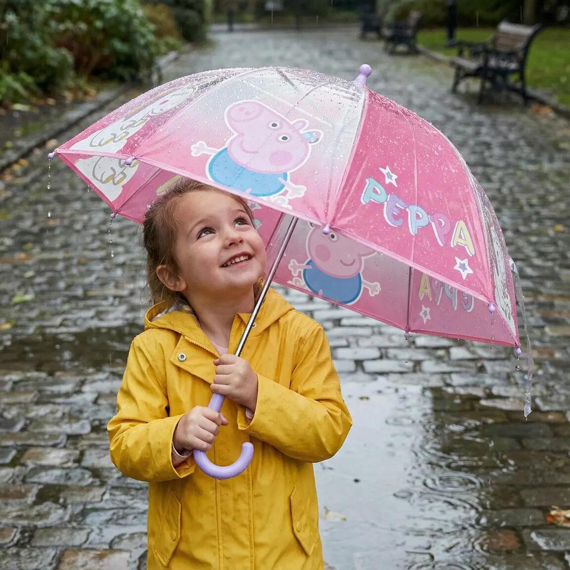 Peppa Pig Kinderregenschirm POE Bedienungsanleitung Transparent Hellrosa 8/8