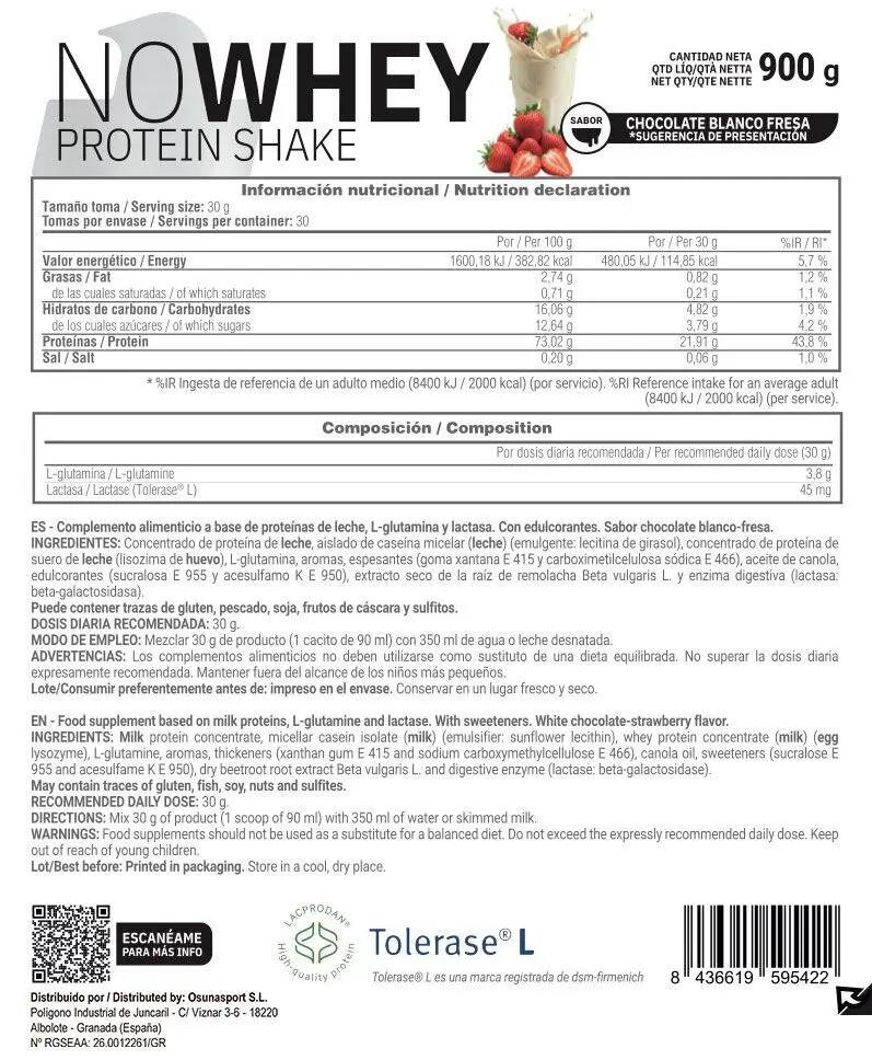 NoWhey Protein - 900g Cioccolato Bianco con Fragola - Masmusculo 2/2