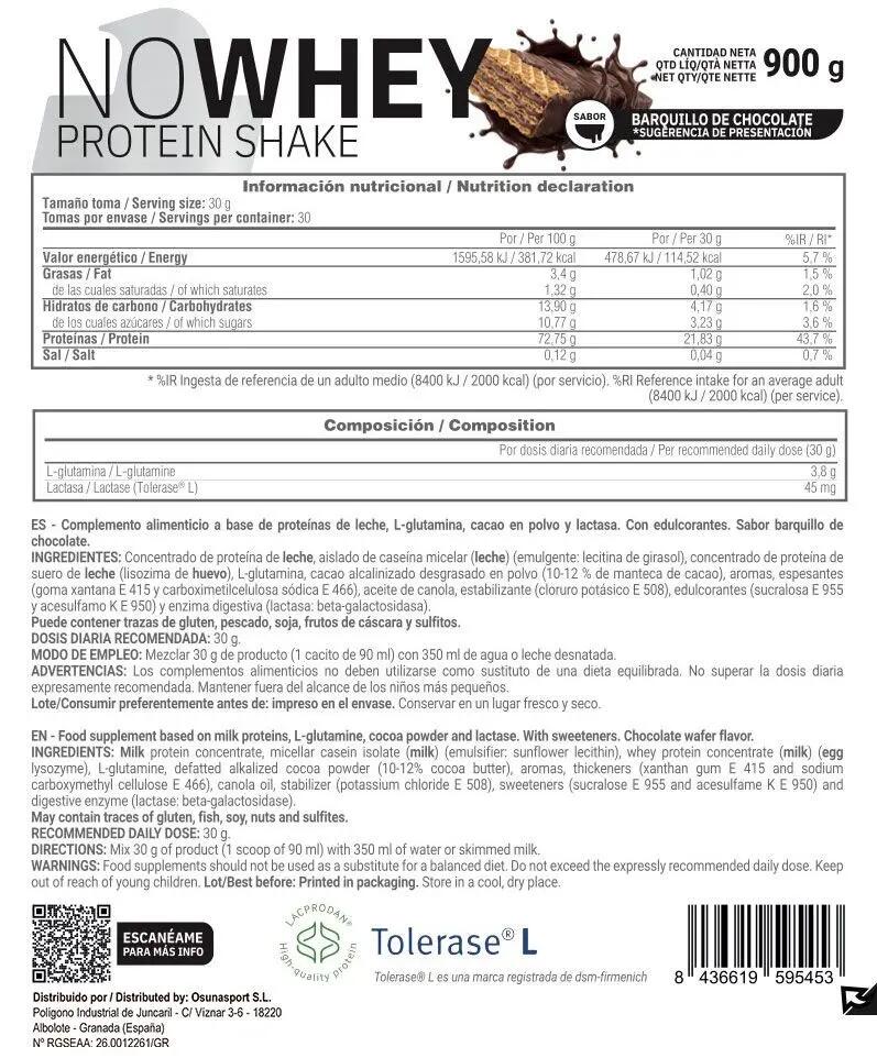 NoWhey Protein - 900g Schokoladenwaffel - Masmusculo 2/2