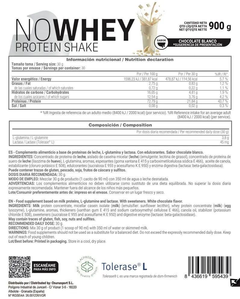NoWhey Protein - 900g Weiße Schokolade - Masmusculo 2/2