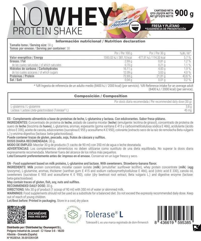 NoWhey Protein - 900g Erdbeer-Banane - Masmusculo 2/2