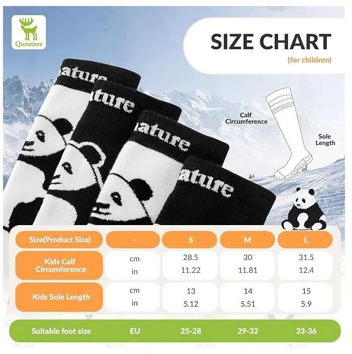 Zimowe skarpety narciarskie dziecięce Qunature Panda 3/3