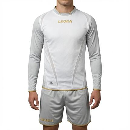 Kit de football COMPOSTELA x5 coloris blanc-argent (maillot + short) - taille S