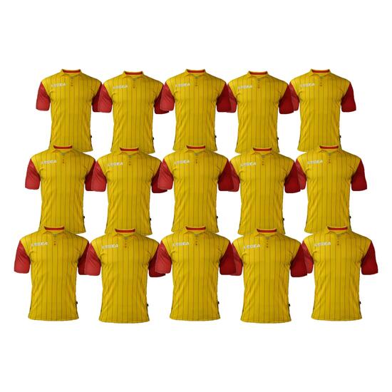 Lot de 15 maillots de football LISBONA coloris jaune-rouge - taille S