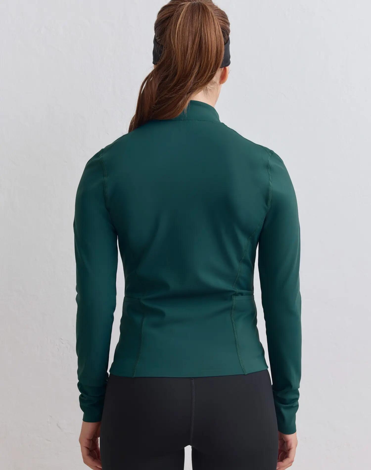 Damen Jacke mit Reißverschluss Körpernah Dehnbar Seitentaschen Pace Lagunengrün 2/4