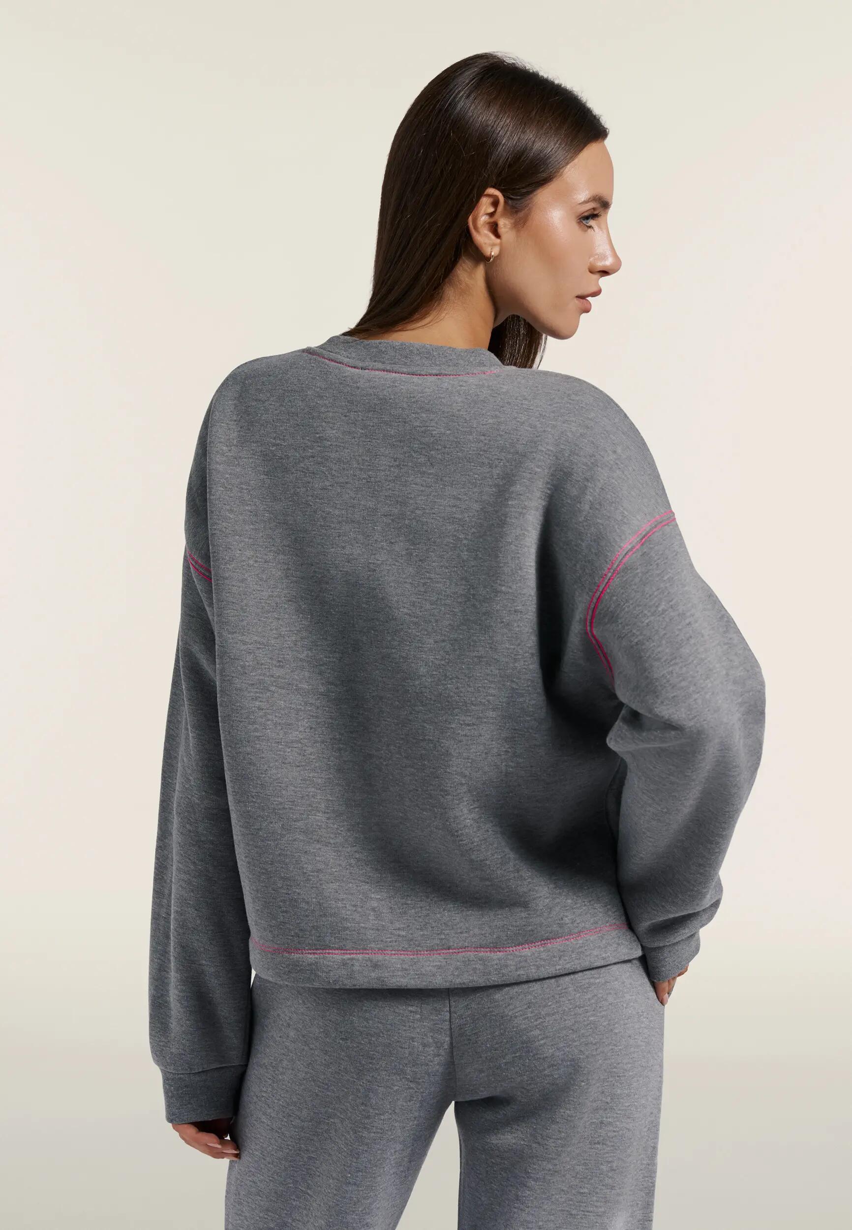 Felpa Girocollo Comfort Mélange da Donna, Dettagli Fluo 3/6