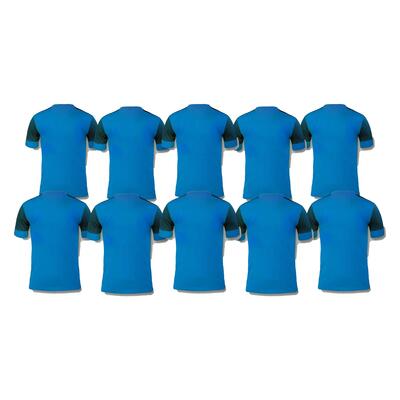 Set van 10 voetbalshirts praga korte mouwen paars-fluogeel - maat 3xs (kind)