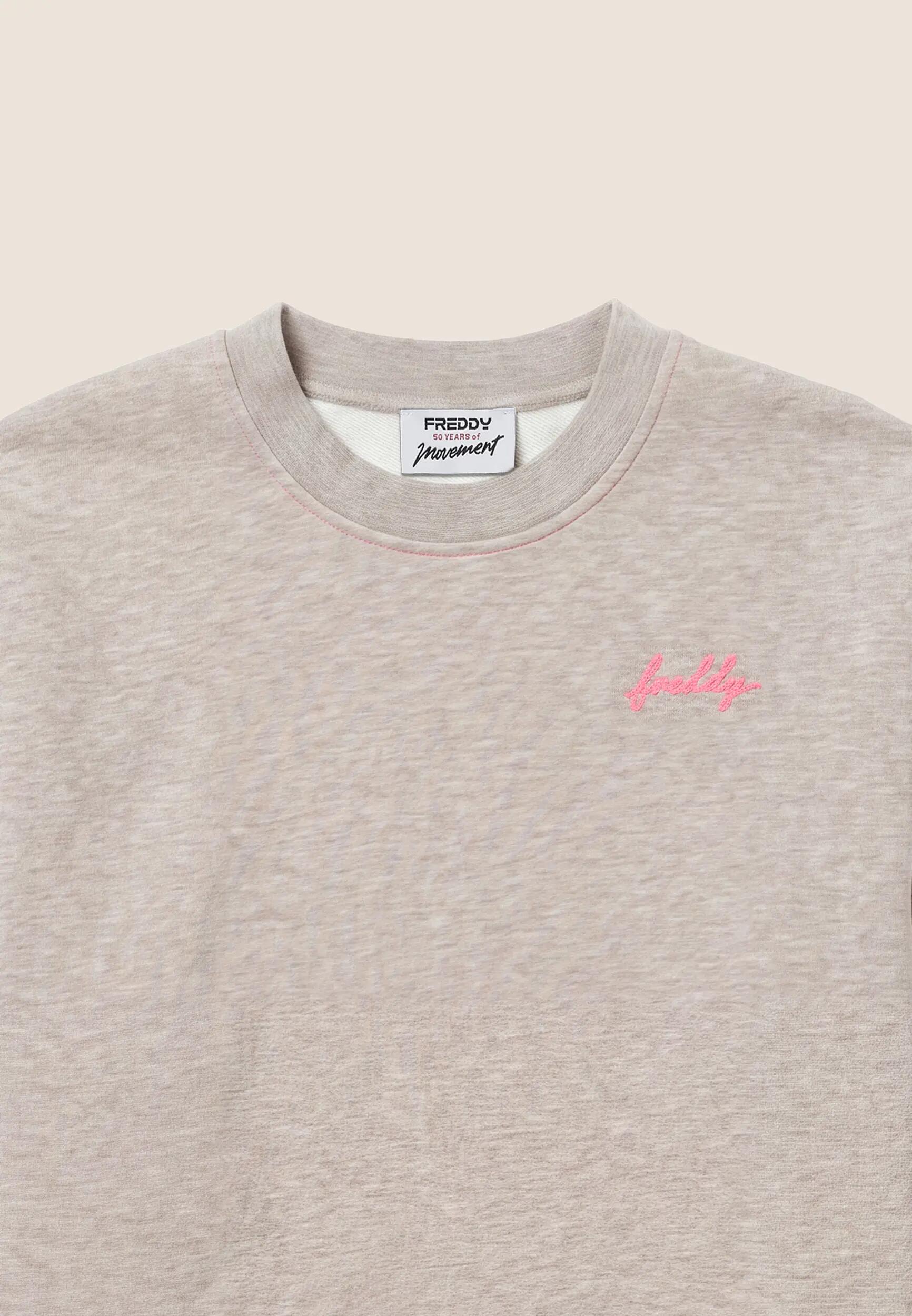 Felpa Girocollo Comfort Mélange da Donna, Dettagli Fluo 6/6