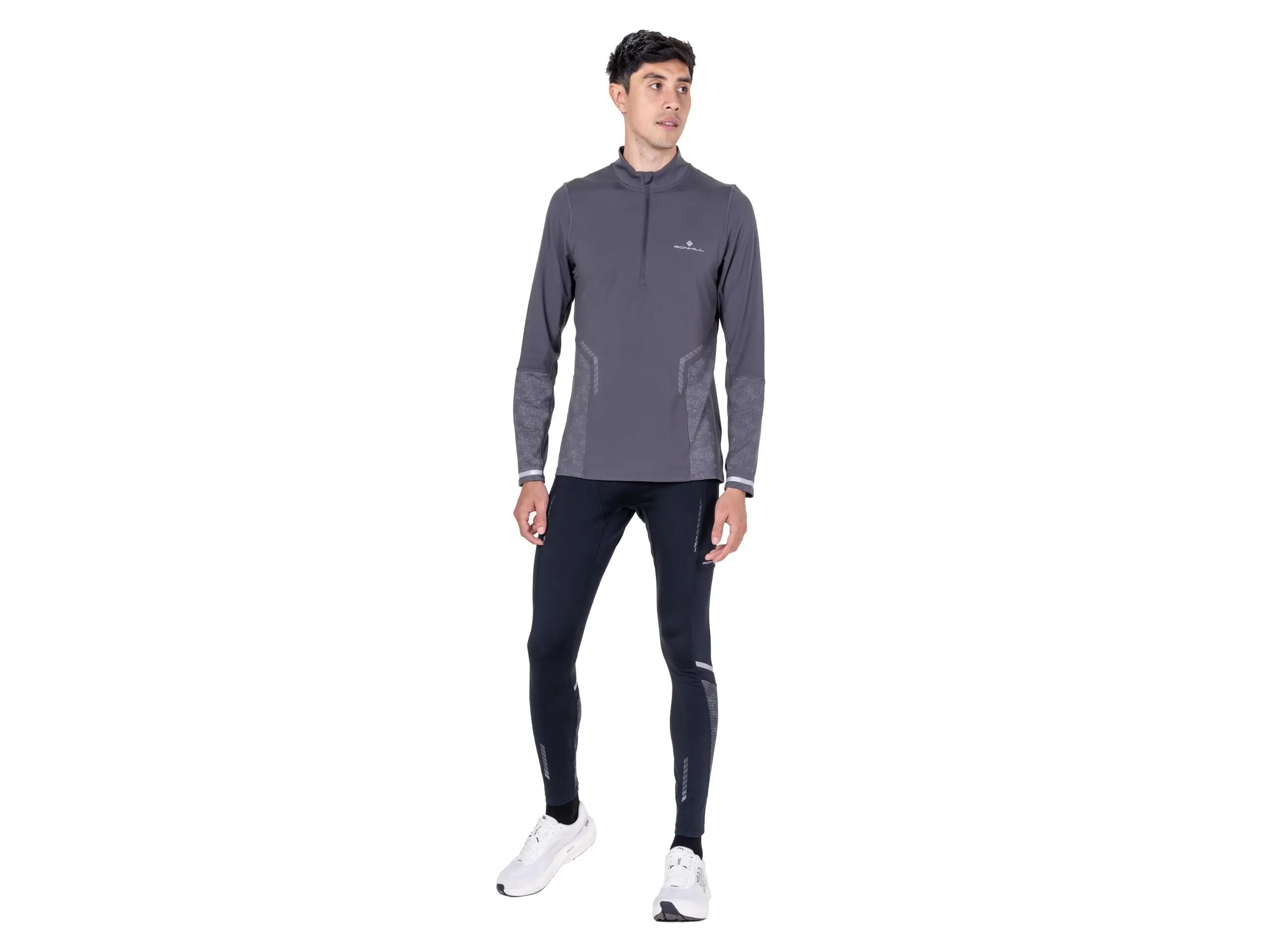 Felpa running uomo - Mezza zip - Tech Reflect - Grigio granito 2/3