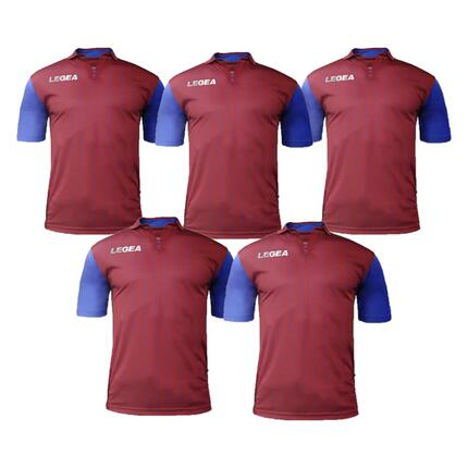 Lot de 5 maillots de football LISBONA coloris bordeaux-bleu ciel - taille XL