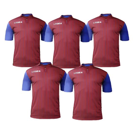 Lot de 5 maillots de football LISBONA coloris bordeaux-bleu ciel - taille XL