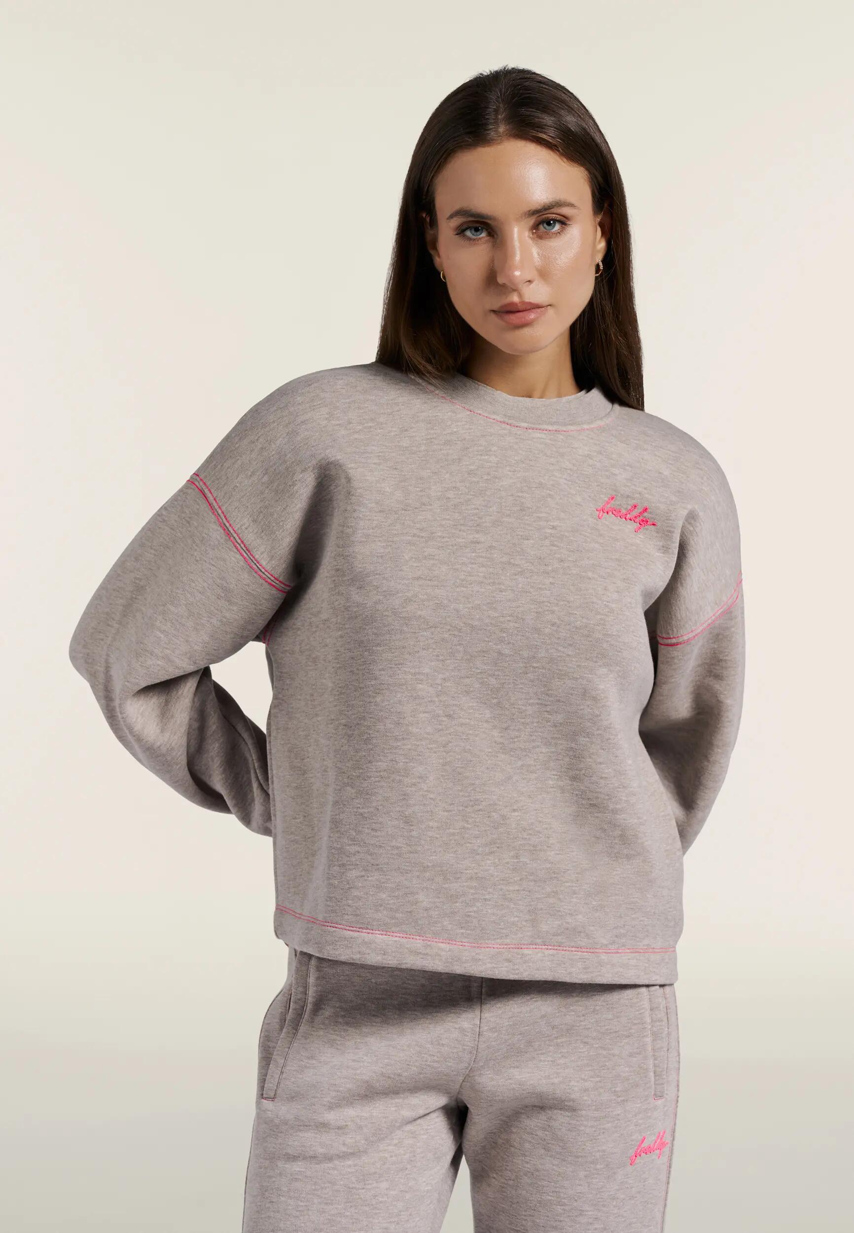 Felpa Girocollo Comfort Mélange da Donna, Dettagli Fluo 2/6