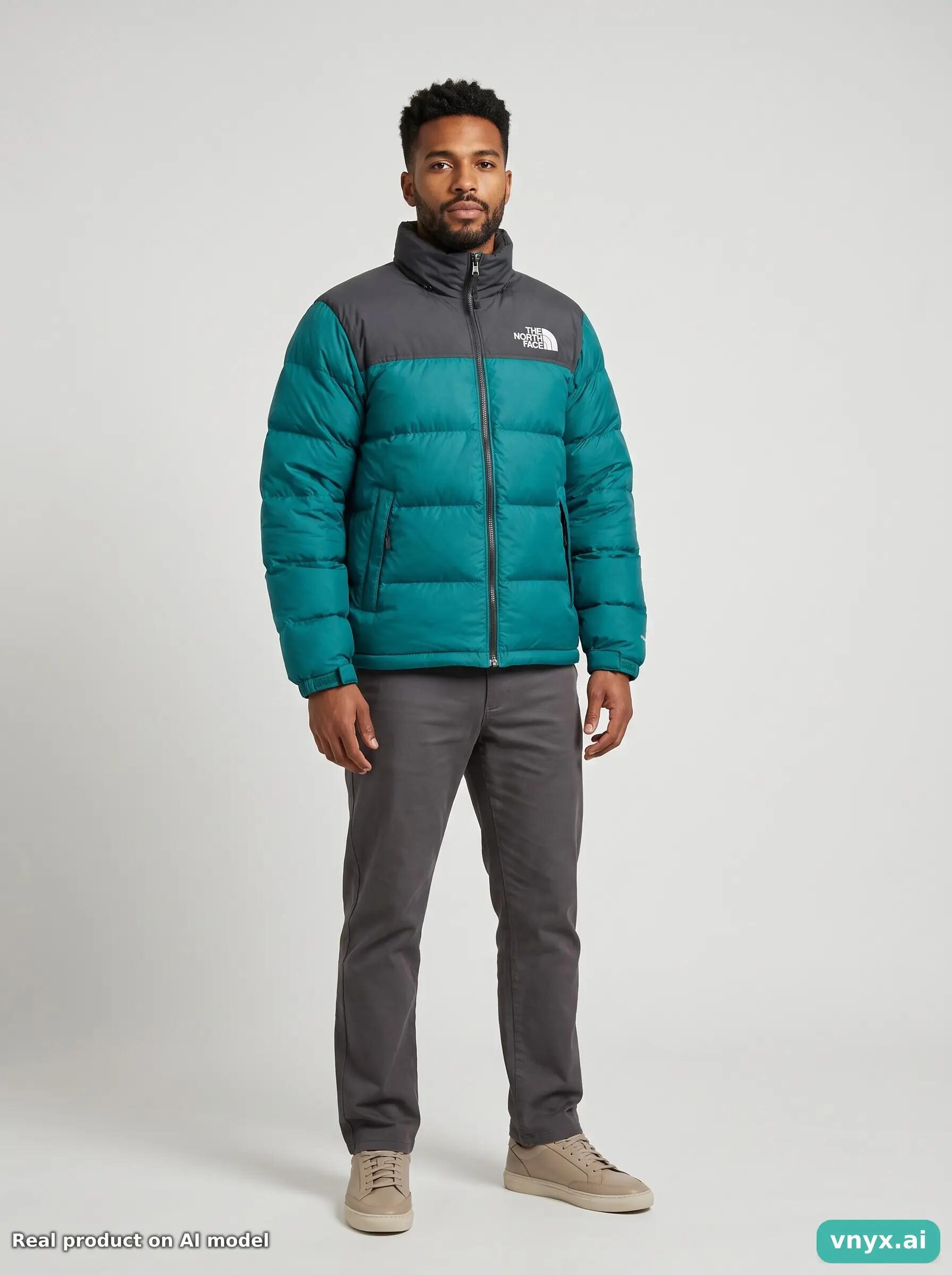 Second Life - The North Face Teal Puffer Jacket Men M 3/5